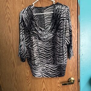 Isabella Rodriguez Black and Gray Zebra Print Blouse